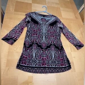 INC International Concepts Black and Pink Paisley Top